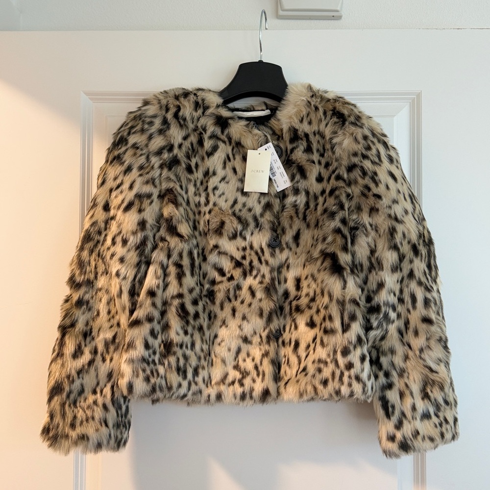 J. Crew Leopard Print Teddy Jacket
